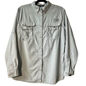 Columbia PFG Button Down Fishing Shirt Long Sleeve Vented Gray Women's L